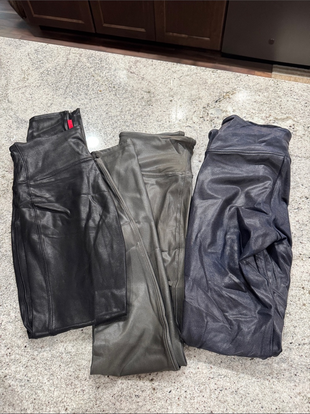3-Pack SPANX Faux Leather Leggings Bundle - Black, Charcoal, Navy